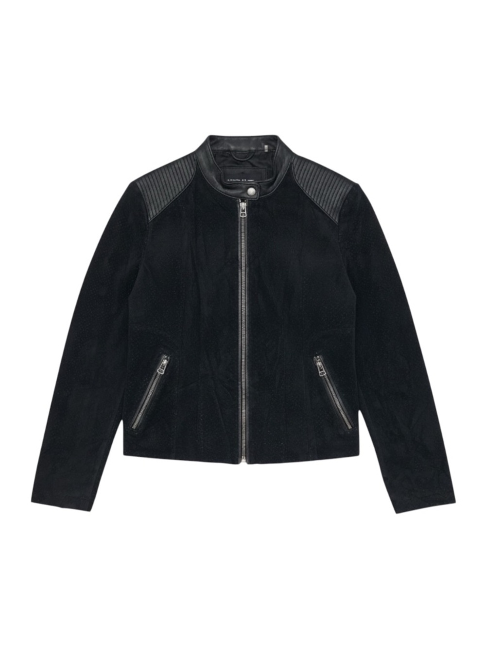 Black Rivet Moto Jacket Women’s Medium Black Leather Suede Zip-Up